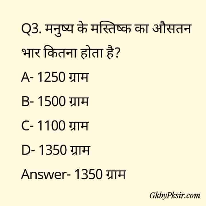 मानव शारिरिक संबंधित सामान्य ज्ञान प्रश्नोत्तरी, human body gk in Hindi for qovernment job exam